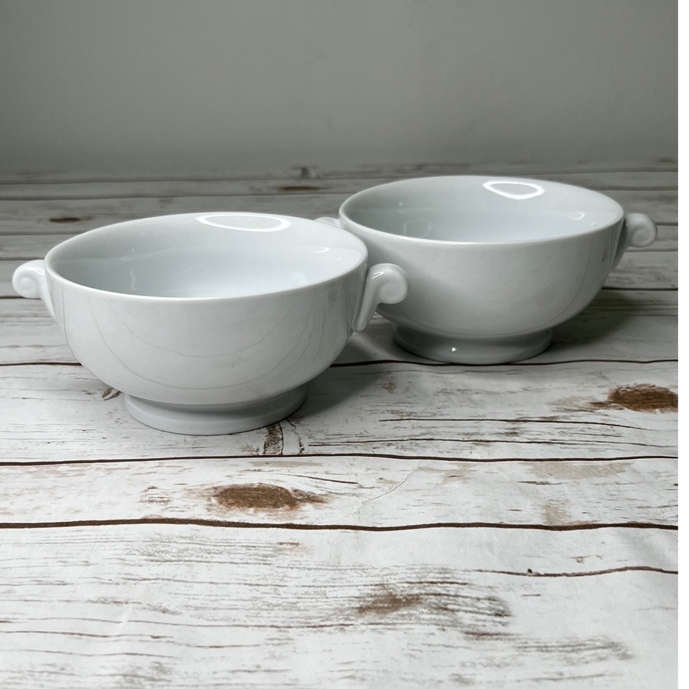 Bellissima by over and back Soup‎ Bowls White Double Handled Porcelain Set of 2